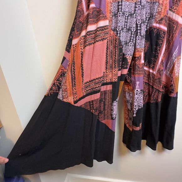 $148 FREE PEOPLE All Patched Up Black Wide Leg Jumpsuit - Picture 7 of 9